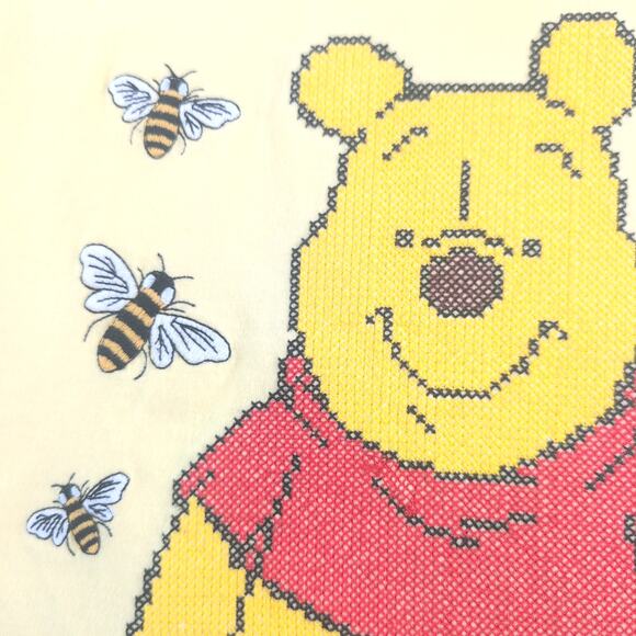 Disney Winnie The Pooh Cross-stitch Embroidered Bumblebees Yellow Women's XL - Picture 2 of 6